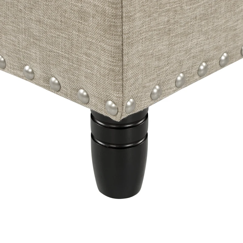 HOMCOM® Polsterbank Sitzbank mit Stauraum Truhenbank Polyester Eukalyptusholz Beige