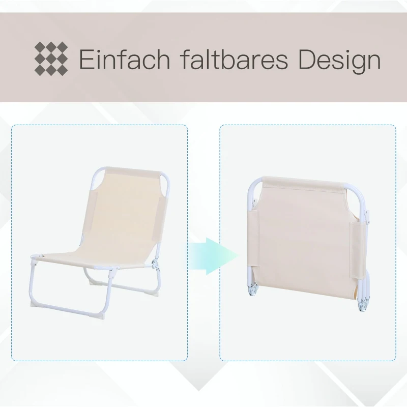 Krzesło kempingowe składane plażowe do ogrodu na balkon Oxford kremowy Outsunny