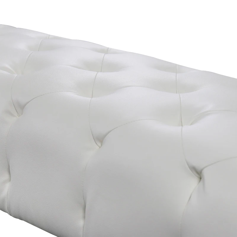 HOMCOM Polsterbank Sitzbank Truhenbank Lounge Retro, Kunstleder+Metall, Weiß, L117xB47xH40cm