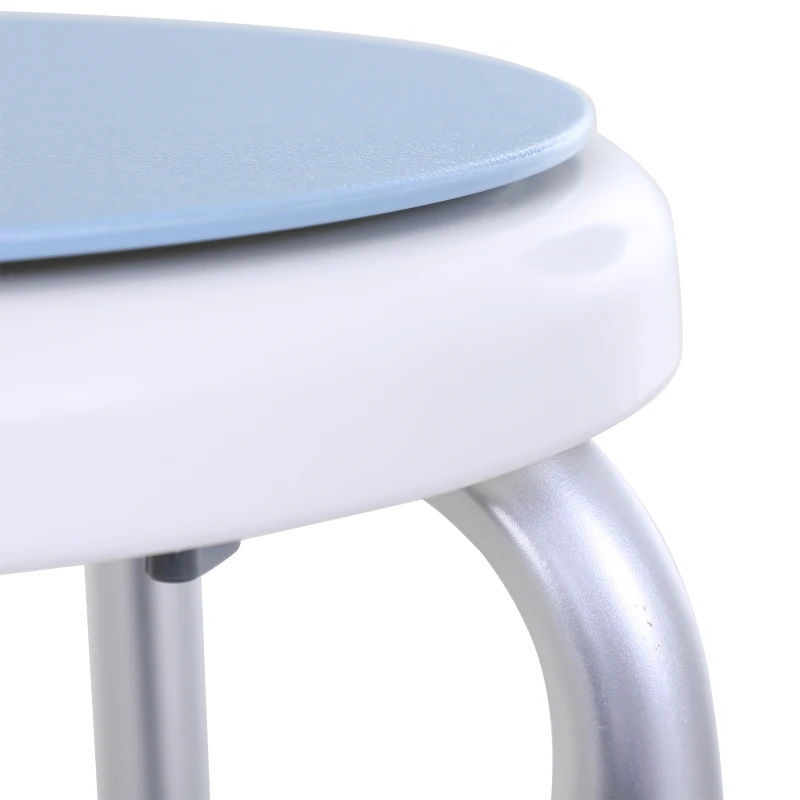 HOMCOM® Taboret Prysznicowy Kąpielowy Obrotowy Antypoślizgowy Regulacja Wysokości Aluminium Niebieski