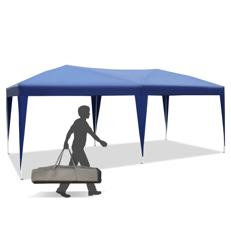 Outsunny Pop Up Gazebo 3 x 6m, Foldable Canopy Tent with Carrying Bag for Outdoor Garden Patio Party, Blue
