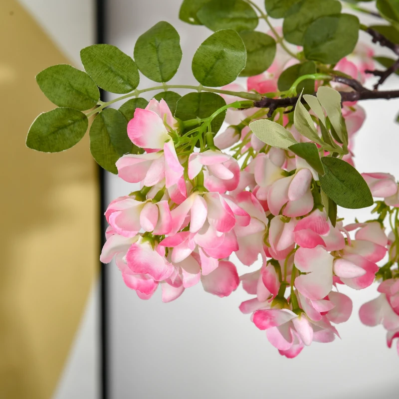 HOMCOM sztuczne rośliny w doniczce 150 cm sztuczne drzewo sznurkowe drzewo różowe kwiaty