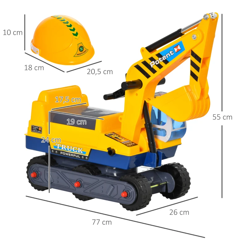 Koparka dla dzieci koparka jeździk dla małych dzieci autko z kaskiem ochronnym obrotowe