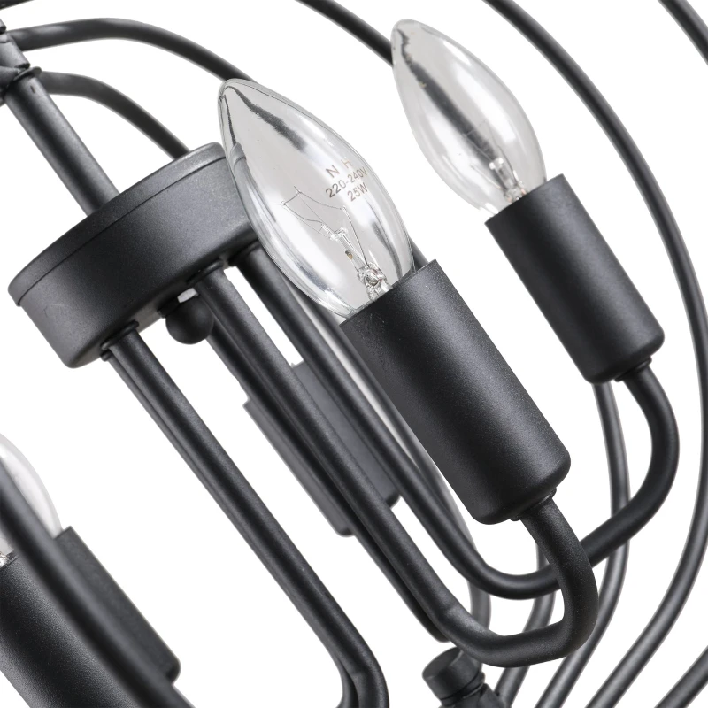 HOMCOM® Deckenlampe Pendelleuchte Hängeleuchte Deckenleuchte Industrie Vintage Schwarz