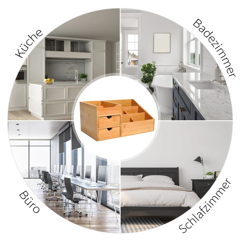 HOMCOM® ORGANIZER NA BIURKO POJEMNIK Z 2 SZUFLADAMI naturalny L33 x 20,5 x 15,5 cm (DxSxW)