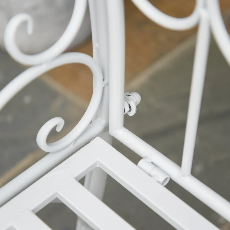 Outsunny Gartenbank 2-Sitzer Bank Sitzbank Parkbank Metall Gartenmöbel antik Weiß