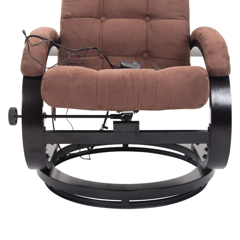 HOMCOM Massagesessel mit Wärmefunktion und Hocker | Kunstwildleder, Holz | 66,5 x 86 x 115 cm | Braun