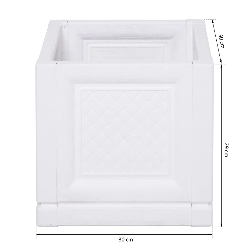 Outsunny 2tlg. Hochbeet für Balkon und Garten Pflanztopf aus PP, Weiß, 30 x 30 x 29 cm