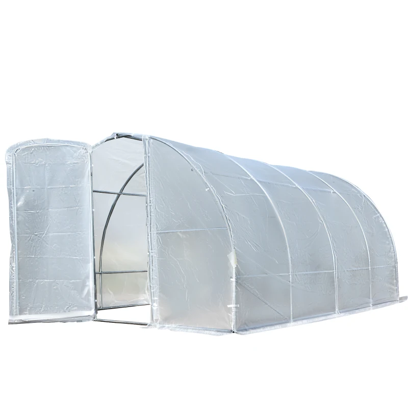 Outsunny Walk-in Polytunnel Greenhouse Garden Planting Shed Clear PE Cover 25mm Diameter Galvanised Steel Frame, 4L x 3W x 2Hm