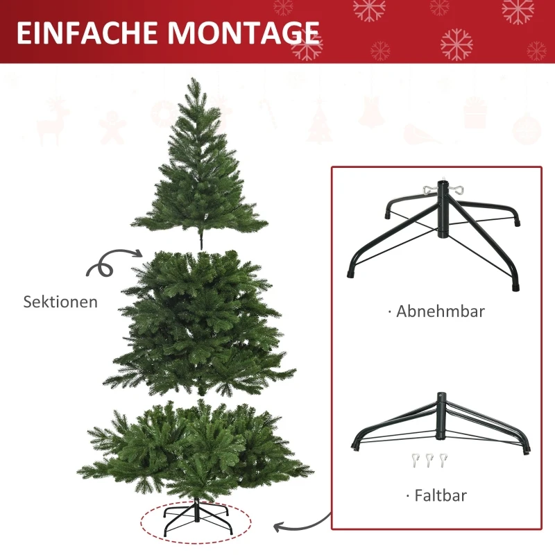 HOMCOM künstlicher Weihnachtsbaum 1,8 m Christbaum Tannenbaum PVC PE Metall Grün Ø90 x 180 cm