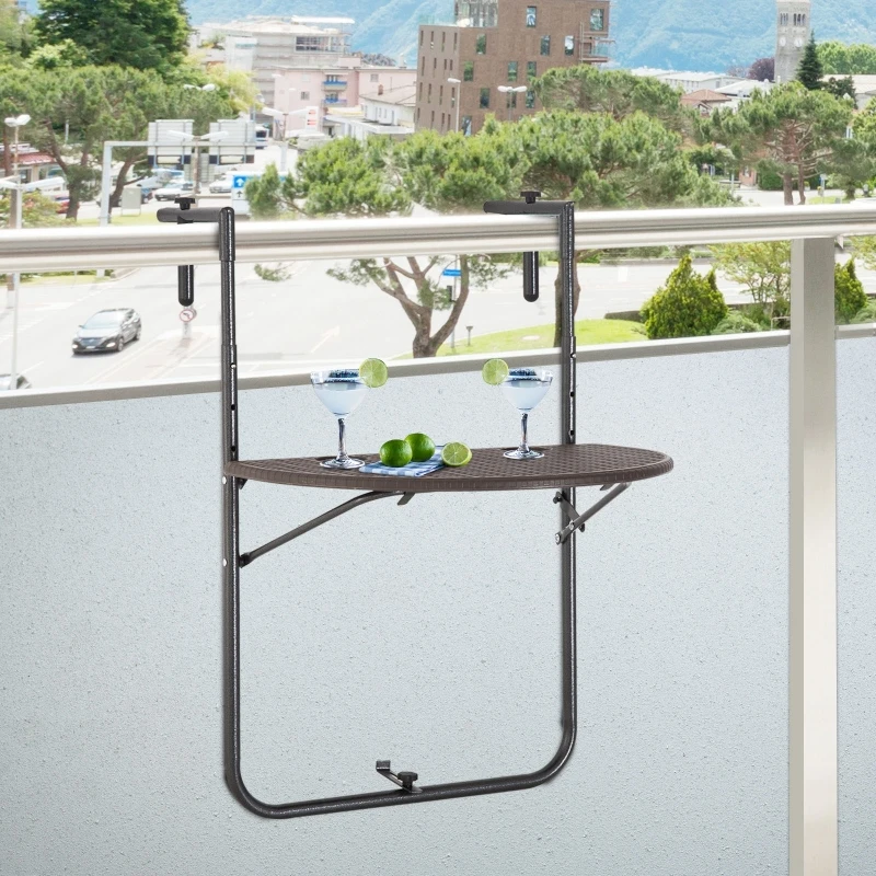Outsunny balkonhangtafel hangtafel bruin | Aosom.nl