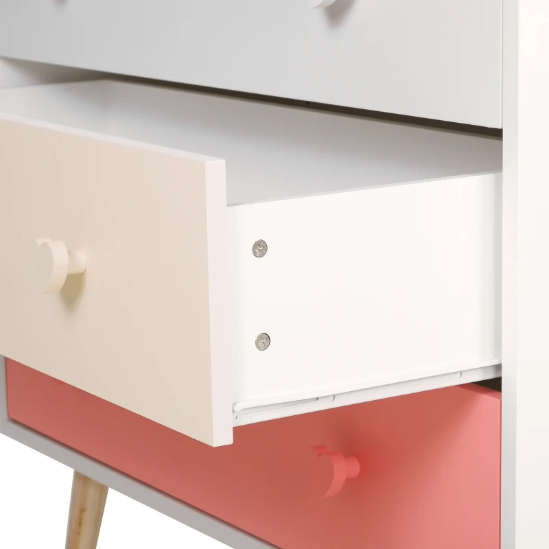 HOMCOM szafka dziecięca z 3 szufladami MDF różowy