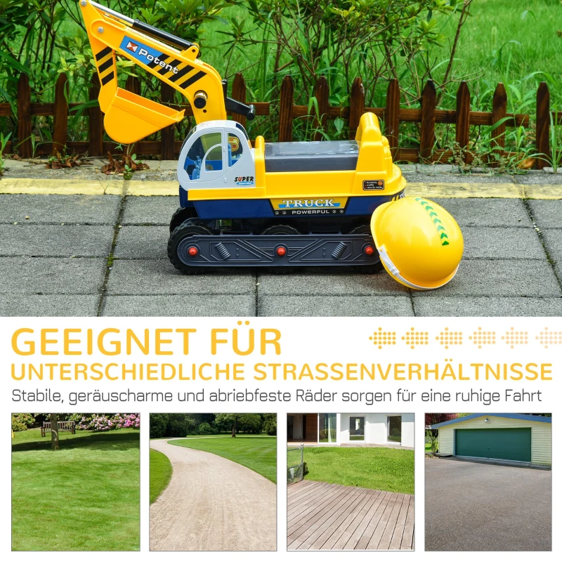 Koparka dla dzieci koparka jeździk dla małych dzieci autko z kaskiem ochronnym obrotowe