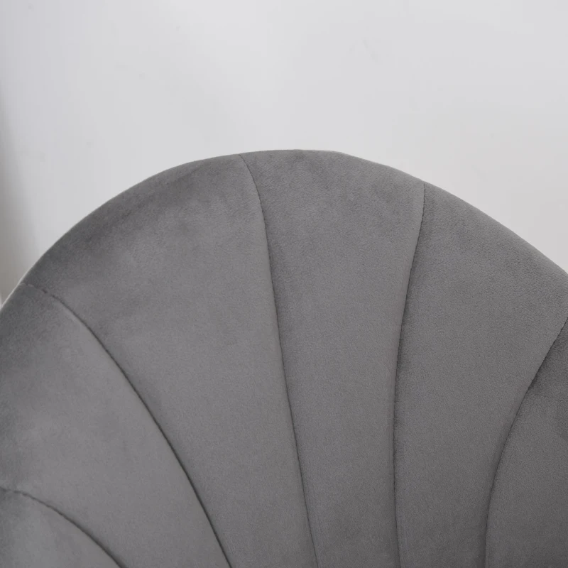 HOMCOM Zestaw 2 krzeseł do jadalni Krzesło kuchenne Krzesło biurowe z oparciem aksamit metal szary