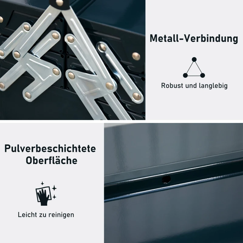 Skrzynka na Narzędzia DURHAND z 3 Poziomami i 5 Składanymi Przegrodami, Ciemnozielona