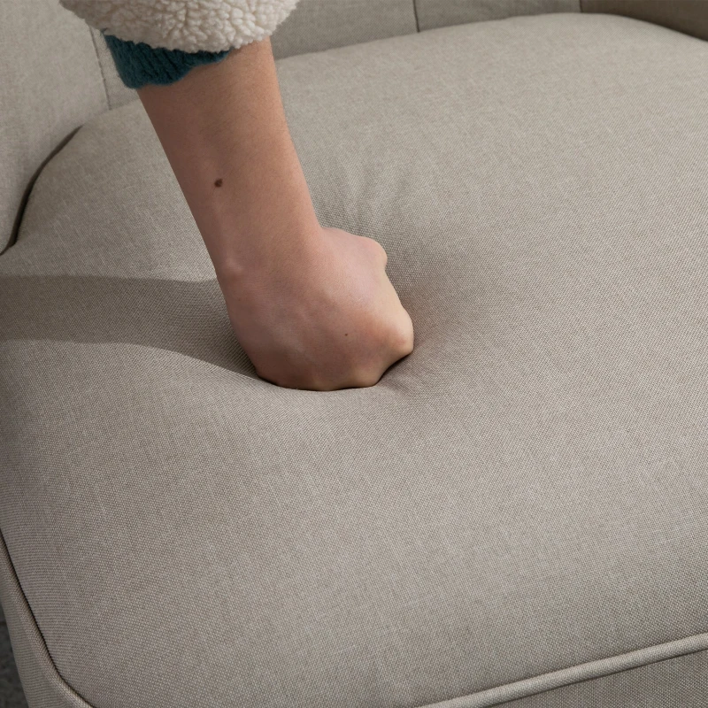 HOMCOM Fotel vintage Fotel wypoczynkowy Krzesło lniane obicie drewniana rama beżowy + czarny