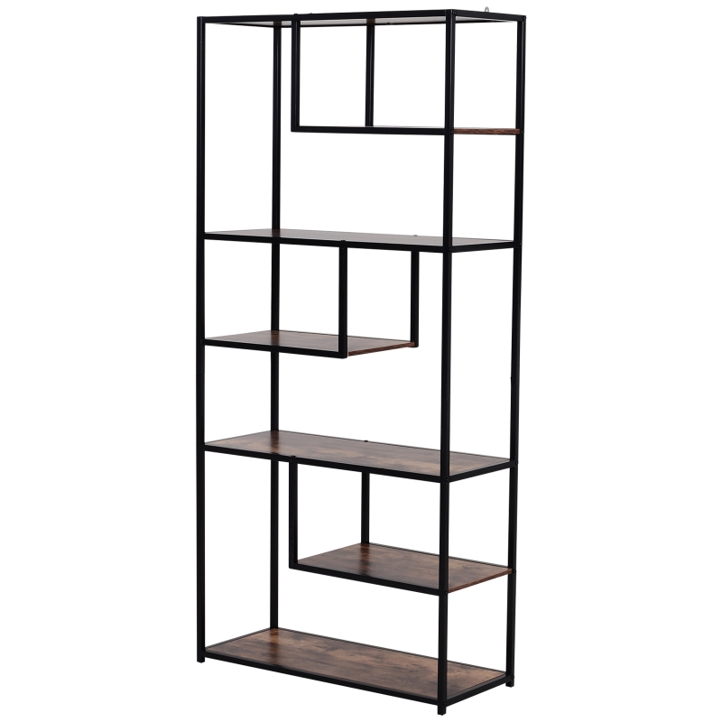 HOMCOM Bücherregal Aktenregal Stabil Spanplatte Braun 82 x 33,5 x 175 cm