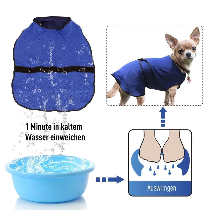PawHut Hundekühlweste Kühlweste Kühljacke Hunde Cooling Vest schnelle Abkühlung Polyester Blau Ø56 x 60 cm