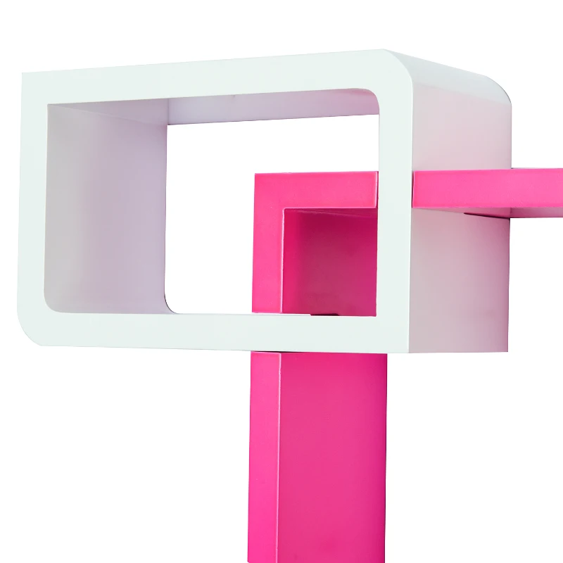 HOMCOM Wandregal Würfelregal Cube Regal mit 3 Fächern MDF Rosa