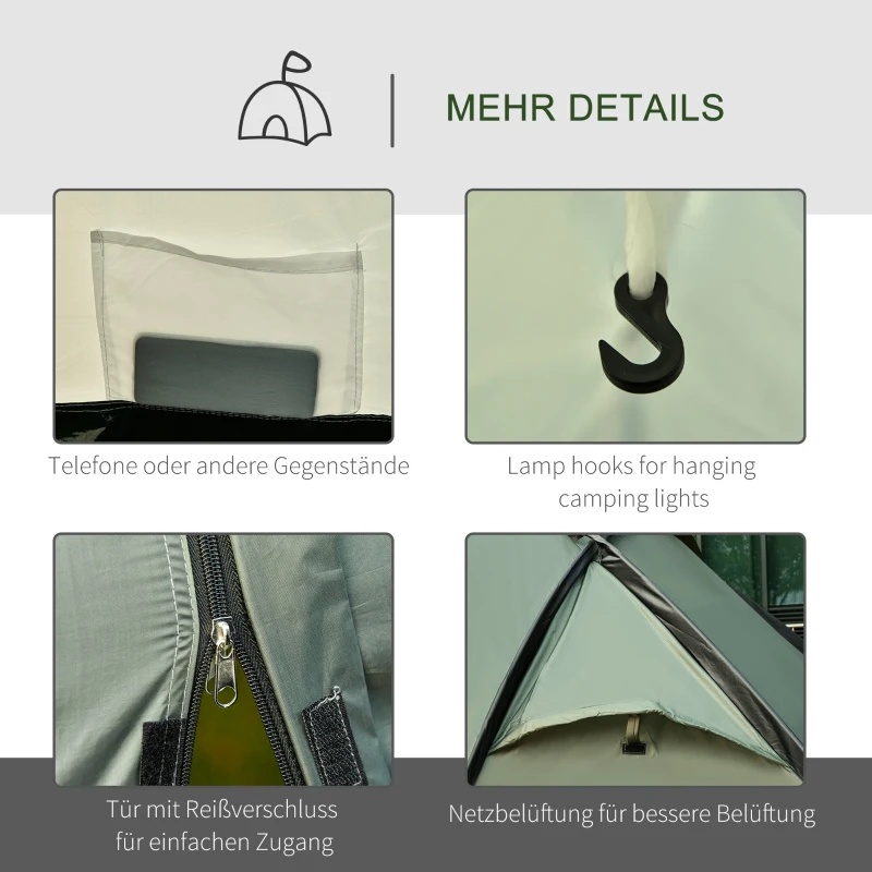 Namiot kempingowy 4-5 osób osobne pomieszczenie wodoodporny 2000 mm zielony