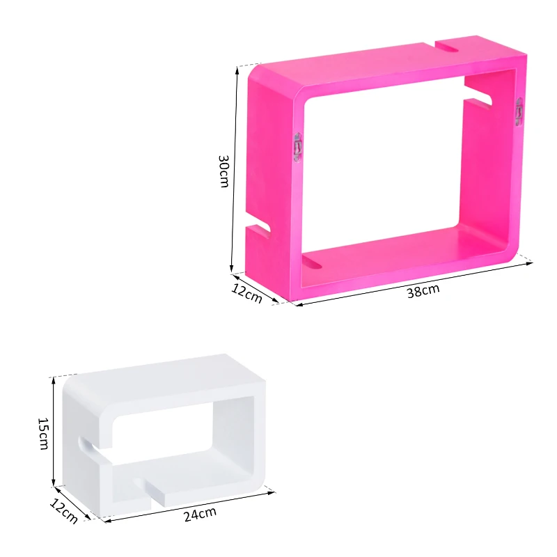 HOMCOM Wandregal Würfelregal Cube Regal mit 3 Fächern MDF Rosa