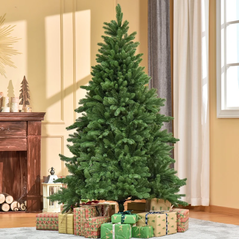 HOMCOM künstlicher Weihnachtsbaum 1,8 m Christbaum Tannenbaum PVC PE Metall Grün Ø90 x 180 cm