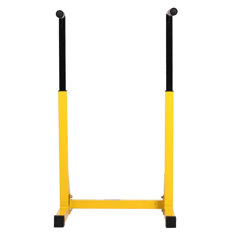 HOMCOM Dipstation Klimmzugstange Kraftstation mit Hantelbank Bauchtrainer klappbar  Rückentrainer Stahl Max.100KG ideal für Home-Gym Gelb + Schwarz 66 x 75 x 119 cm