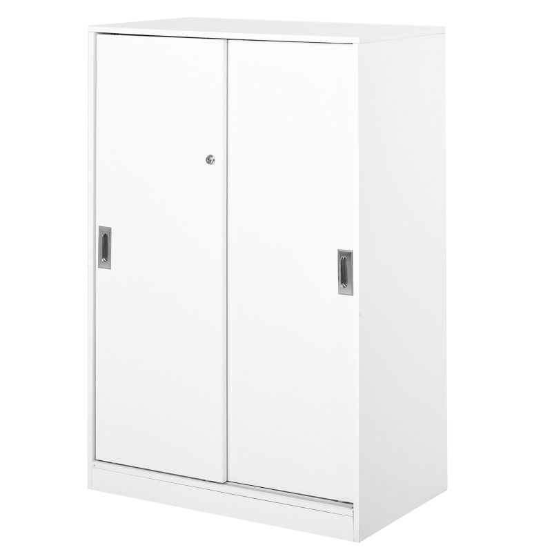 HOMCOM Aktenschrank, Büroschrank, großer Bürocontainer mit 3 Regal, 2 Aufbewahrungsschränke mit Türen, E1 Spanplatte,Weiß, 80 x 40 x 120 cm