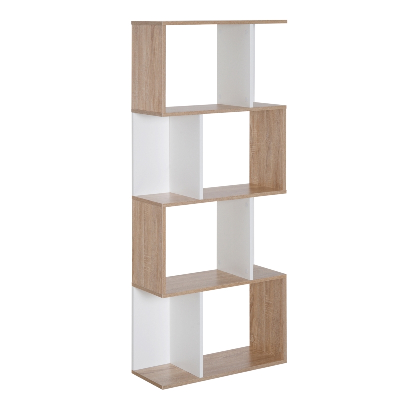 HOMCOM S-förmiges Bücherregal 4-stufig