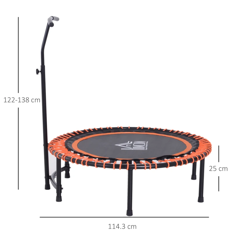 HOMCOM 45” Round Mini Trampoline Rebounder Indoor Outdoor Mini Jumper with Adjustable Handle Orange