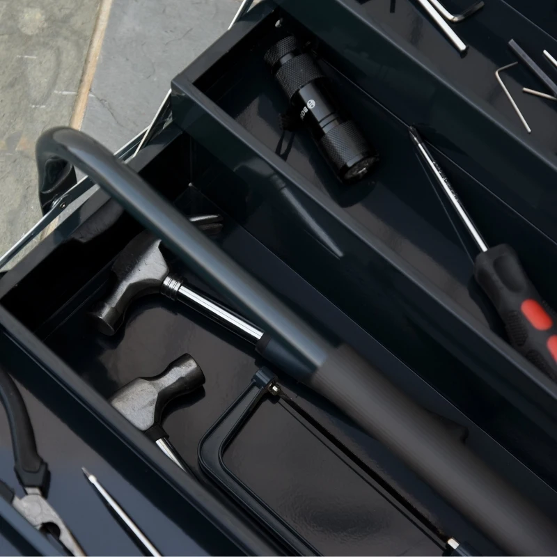 Durhand Gereedschapskist gereedschapskoffer 5 bakken staal donkergroen 57 x 21 x 41 cm