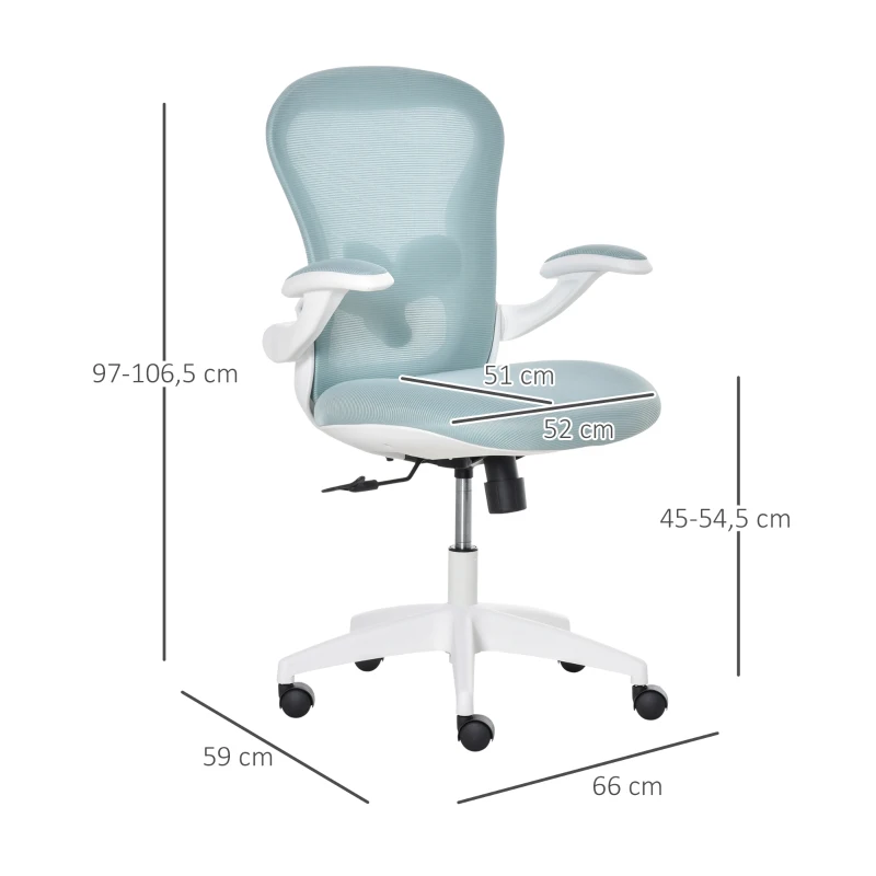 Vinsetto Bürostuhl mit Mesh-Gewebe Schreibtischstuhl Höhenverstellbarer Gaming-Stuhl Home-Office ergonomisches Design Schaumstoff Nylon Mesh Blau+Weiß 66 x 59 x 97-106,5 cm