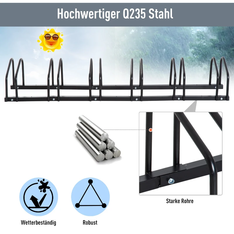 HOMCOM® STOJAK NA ROWERY 6-MIEJSCOWY czarny