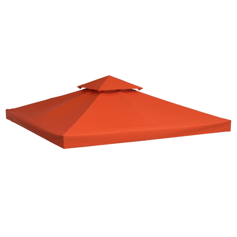 Outsunny 3 x 3 meters Replacement Gazebo Double Tier Canopy Roof TopTent Cover Spare Part Garden Shelter Spare Part Rusty red