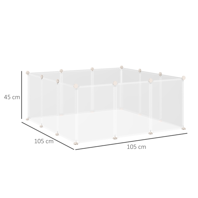 PawHut Pet Playpen DIY Small Animal Cage Open Enclosure Portable Plastic Fence 12 Panels for Kitten Bunny Chinchilla Guinea Pig White