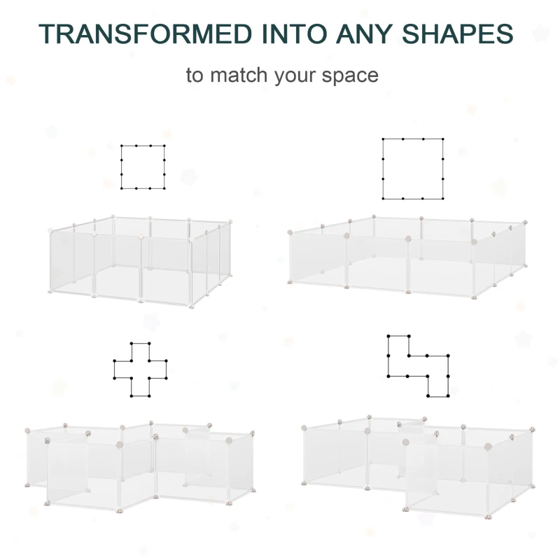 PawHut Pet Playpen DIY Small Animal Cage Open Enclosure Portable Plastic Fence 12 Panels for Kitten Bunny Chinchilla Guinea Pig White