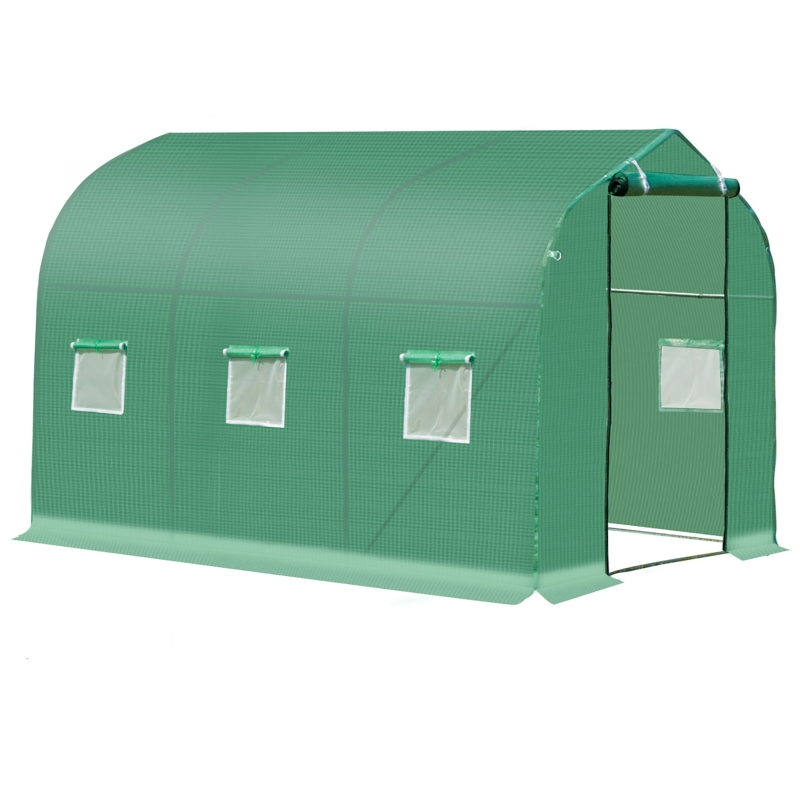 Outsunny 3x2 m Polytunnel Walk-in Greenhouse-Green