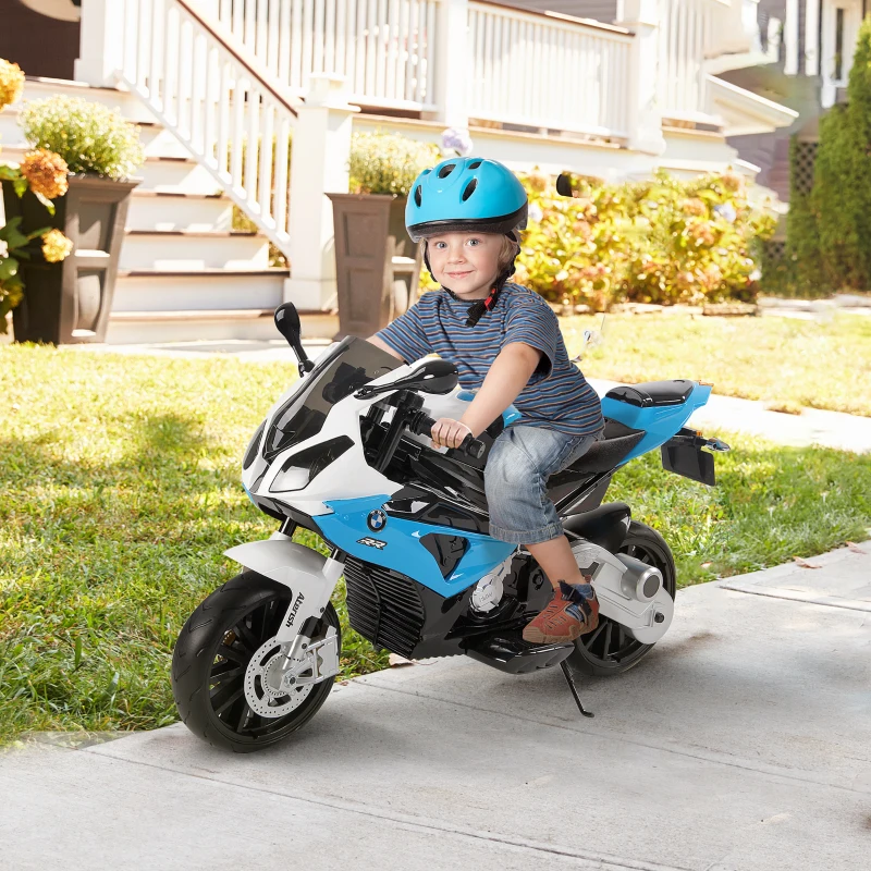 HOMCOM Moto Electrica Infantil BMW 3-8 Años Moto de Juguete Eléctrico Batería 12V Doble Motor 110x47x69cm