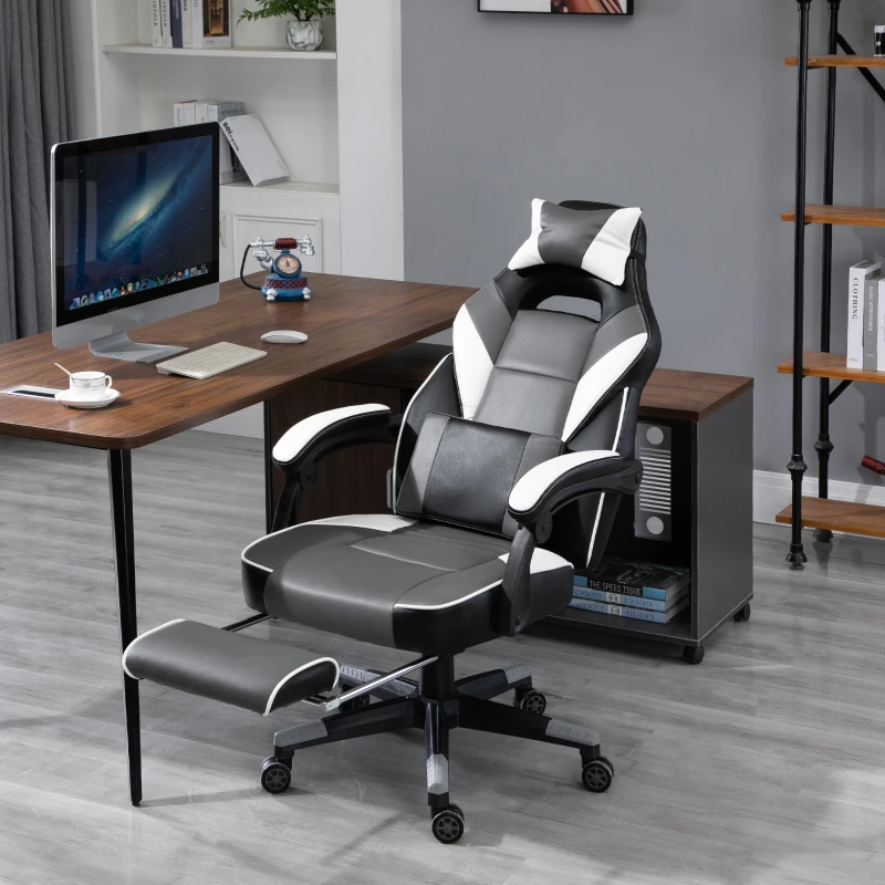 Vinsetto Home Office Gaming Racing Chair Swivel Ergonomic Reclining Lumbar Support Footrest Height Adjustable Free Moving Working Relaxing High Back