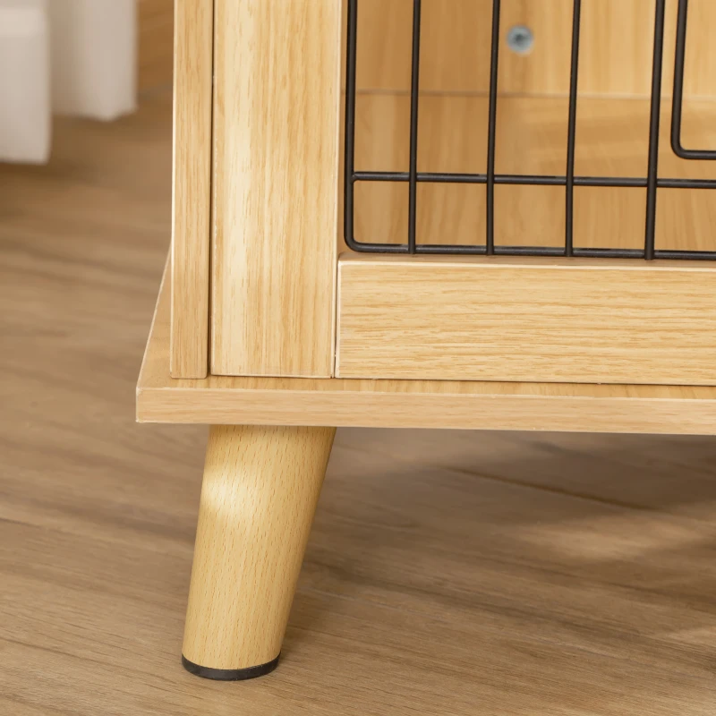 PawHut Cage pour chien cage pour animaux sur pied cage chien interieur meuble chien porte verrouillable structure en acier panneaux de particules aspect bois dim. 73L x 55l x 78H cm chêne