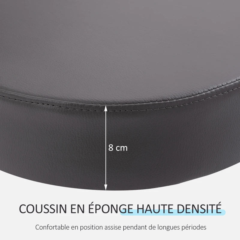 HOMCOM Tabouret massage à roulettes réglable en hauteur pivotant dossier ergonomique gris
