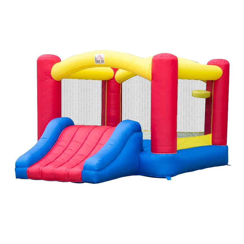 HOMCOM Castillo Hinchable con Tobogán Cama de Salto para Niños +3 Años Incluye Inflador y Bolsa de Transporte para Interior y Exterior 366x274x183 cm Multicolor