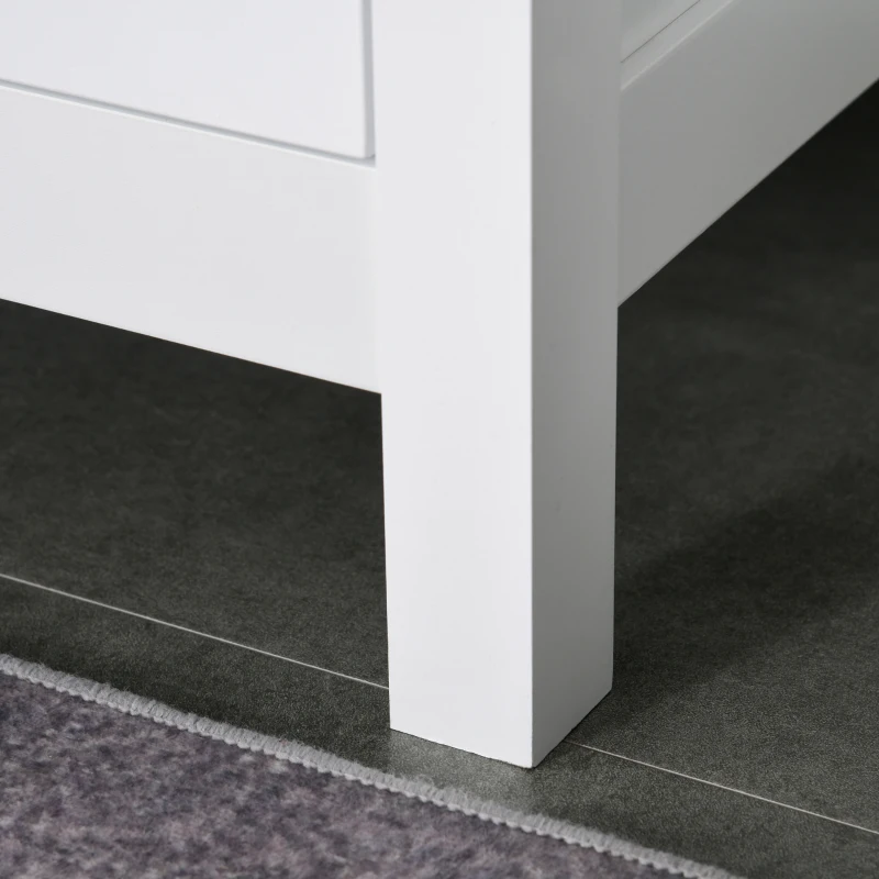 HOMCOM Aparador con 2 Puertas de Vidrio Templado Balda Ajustable y Dispositivo Antivuelco Armario Multiuso para Cocina Salón Baño 80x40x85,3 cm Blanco