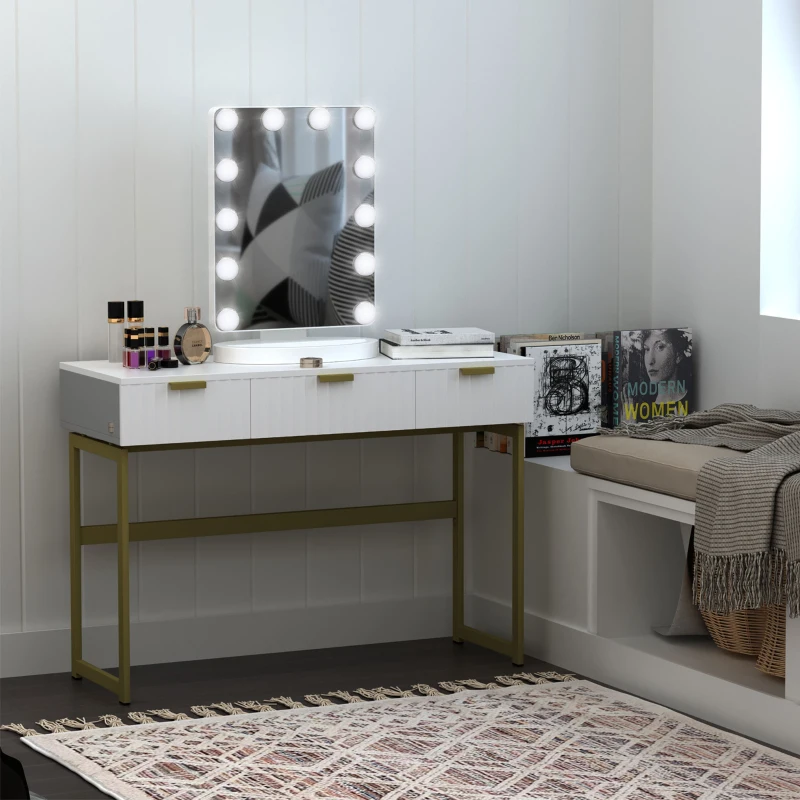 HOMCOM Hollywood Makeup Mirror with 12 Dimmable Bulbs, Multiple Color Modes, Table Top Vanity Mirror for Dressing Table, Smart Touch Control, Plug in