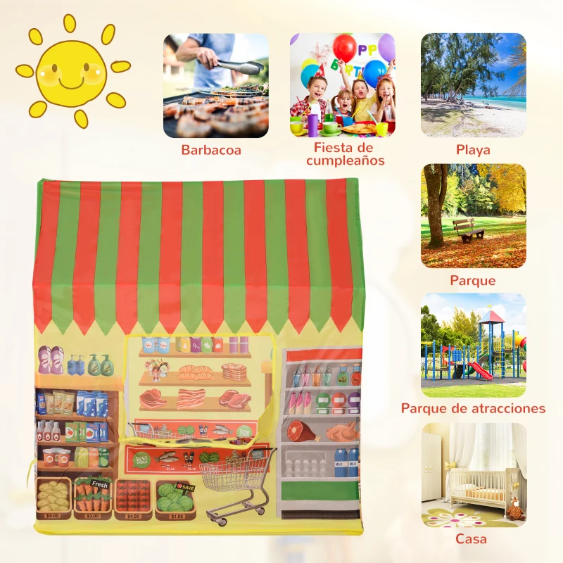 HOMCOM Tienda de Juego de Supermercado para Jugar de Niños Zona Infantil Fácil de Montar Regalo p0ara Niños 93x69x103cm 0.75kg