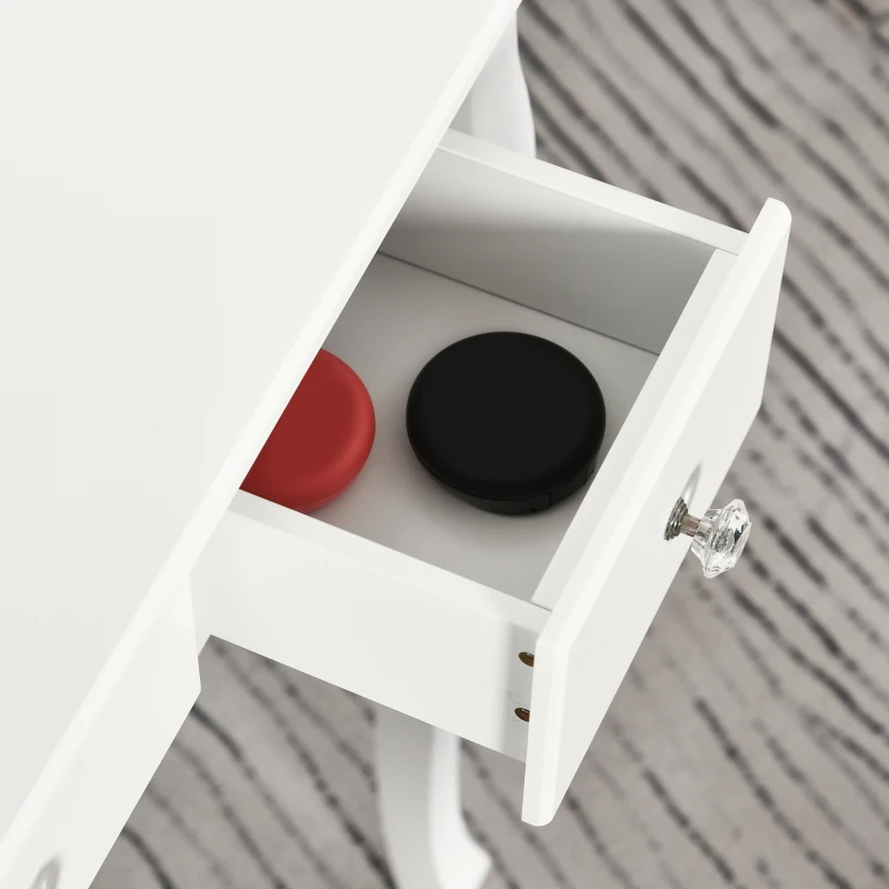 HOMCOM Dressing Table Set with Cushioned Stool, Makeup Vanity Dresser Desk with 5 Drawers for Bedroom, White