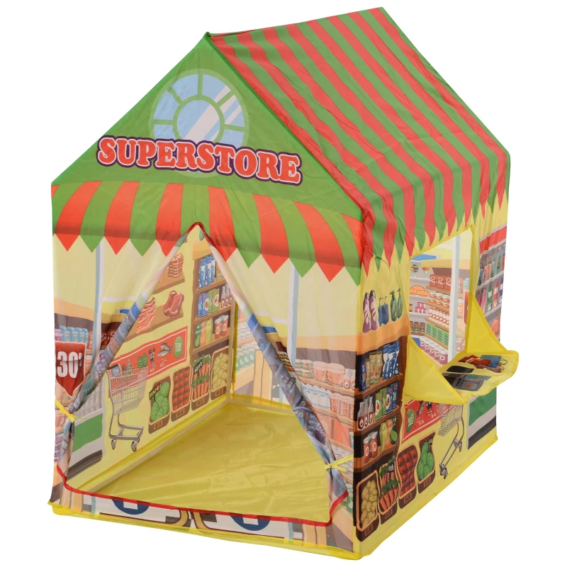 HOMCOM Tienda de Juego de Supermercado para Jugar de Niños Zona Infantil Fácil de Montar Regalo p0ara Niños 93x69x103cm 0.75kg