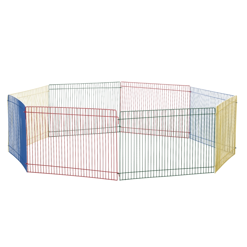 PawHut Parque para Cachorros Plegable con 8 Paneles de Valla Metálica 34x23 cm Jaula para Mascotas de Bricolaje para Jardín Patio Interior y Exterior Multicolor