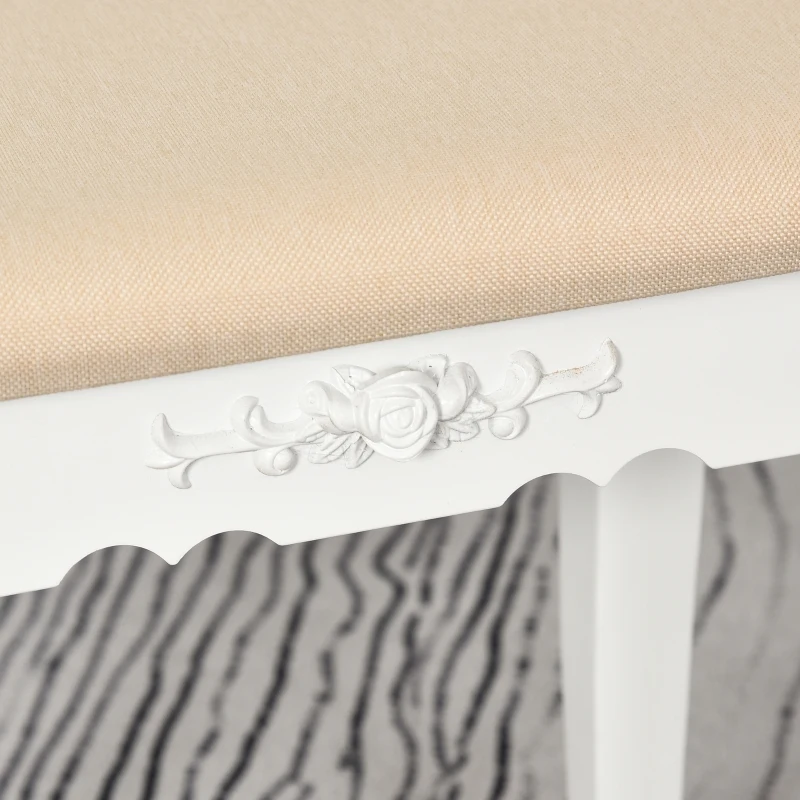 HOMCOM Dressing Table Set with Cushioned Stool, Makeup Vanity Dresser Desk with 5 Drawers for Bedroom, White