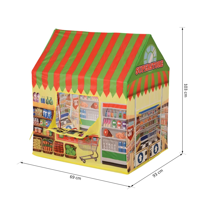 HOMCOM Tienda de Juego de Supermercado para Jugar de Niños Zona Infantil Fácil de Montar Regalo p0ara Niños 93x69x103cm 0.75kg